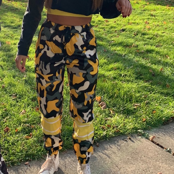 yellow and black camo pants